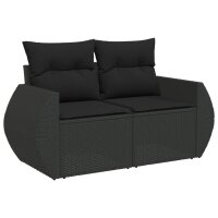 vidaXL 5-tlg. Garten-Sofagarnitur mit Kissen Schwarz Poly Rattan