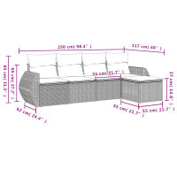 vidaXL 5-tlg. Garten-Sofagarnitur mit Kissen Schwarz Poly Rattan