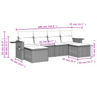 vidaXL 6-tlg. Garten-Sofagarnitur mit Kissen Schwarz Poly Rattan