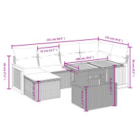 vidaXL 7-tlg. Garten-Sofagarnitur mit Kissen Schwarz Poly Rattan