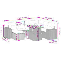 vidaXL 8-tlg. Garten-Sofagarnitur mit Kissen Schwarz Poly Rattan