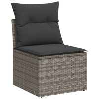 vidaXL 6-tlg. Garten-Sofagarnitur mit Kissen Grau Poly Rattan