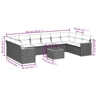 vidaXL 11-tlg. Garten-Sofagarnitur mit Kissen Grau Poly Rattan