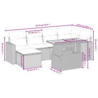 vidaXL 7-tlg. Garten-Sofagarnitur mit Kissen Schwarz Poly Rattan