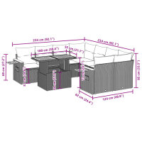 vidaXL 9-tlg. Garten-Sofagarnitur mit Kissen Schwarz Poly Rattan