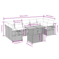 vidaXL 8-tlg. Garten-Sofagarnitur mit Kissen Schwarz Poly Rattan