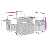 vidaXL 5-tlg. Garten-Sofagarnitur mit Kissen Schwarz Poly Rattan