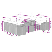 vidaXL 10-tlg. Garten-Sofagarnitur mit Kissen Schwarz Poly Rattan