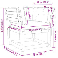 vidaXL Gartensofa mit Armlehnen und Kissen Kiefernholz Impr&auml;gniert