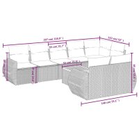 vidaXL 9-tlg. Garten-Sofagarnitur mit Kissen Grau Poly Rattan