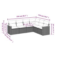 vidaXL 6-tlg. Garten-Sofagarnitur mit Kissen Beige Poly Rattan