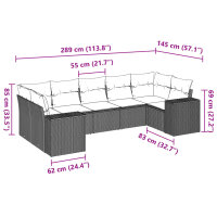 vidaXL 7-tlg. Garten-Sofagarnitur mit Kissen Grau Poly Rattan