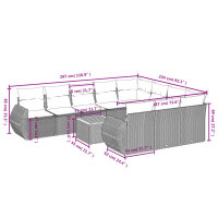 vidaXL 11-tlg. Garten-Sofagarnitur mit Kissen Grau Poly Rattan