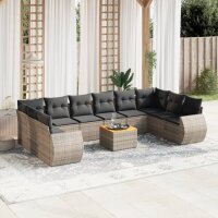 vidaXL 11-tlg. Garten-Sofagarnitur mit Kissen Grau Poly...