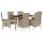 vidaXL 7-tlg. Garten-Essgruppe mit Kissen Beige Poly Rattan