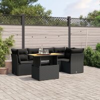 vidaXL 5-tlg. Garten-Sofagarnitur mit Kissen Schwarz Poly Rattan