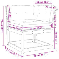 vidaXL Garten-Ecksofa mit Kissen 73x73x78 cm Massivholz Douglasie