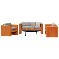 vidaXL 2-tlg. Garten-Lounge-Set Wachsbraun Massivholz Kiefer