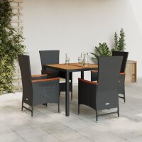 vidaXL 5-tlg. Garten-Essgruppe mit Kissen Schwarz Poly Rattan