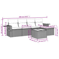 vidaXL 6-tlg. Garten-Sofagarnitur mit Kissen Schwarz Poly Rattan