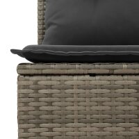 vidaXL 3-tlg. Garten-Sofagarnitur mit Kissen Grau Poly Rattan