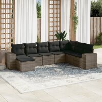 vidaXL 8-tlg. Garten-Sofagarnitur mit Kissen Grau Poly Rattan