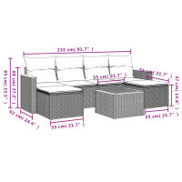 vidaXL 7-tlg. Garten-Sofagarnitur mit Kissen Schwarz Poly Rattan