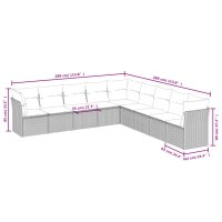 vidaXL 9-tlg. Garten-Sofagarnitur mit Kissen Braun Poly Rattan