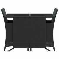 vidaXL 3-tlg. Bistro-Set mit Kissen Schwarz Poly Rattan