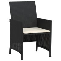 vidaXL 3-tlg. Bistro-Set mit Kissen Schwarz Poly Rattan