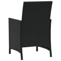 vidaXL 3-tlg. Bistro-Set mit Kissen Schwarz Poly Rattan