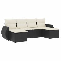 vidaXL 6-tlg. Garten-Sofagarnitur mit Kissen Schwarz Poly...