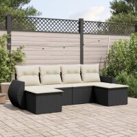 vidaXL 6-tlg. Garten-Sofagarnitur mit Kissen Schwarz Poly...