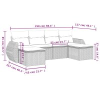 vidaXL 6-tlg. Garten-Sofagarnitur mit Kissen Schwarz Poly Rattan