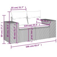 vidaXL 6-tlg. Garten-Sofagarnitur mit Kissen Schwarz Poly Rattan