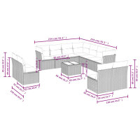 vidaXL 12-tlg. Garten-Sofagarnitur mit Kissen Schwarz Poly Rattan