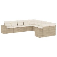 vidaXL 10-tlg. Garten-Sofagarnitur mit Kissen Beige Poly...