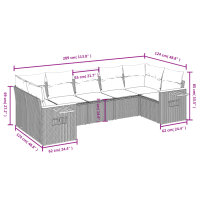 vidaXL 7-tlg. Garten-Sofagarnitur mit Kissen Beige Poly Rattan