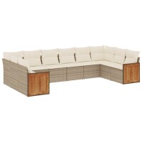 vidaXL 10-tlg. Garten-Sofagarnitur mit Kissen Beige Poly...