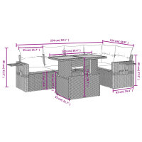 vidaXL 6-tlg. Garten-Sofagarnitur mit Kissen Schwarz Poly Rattan