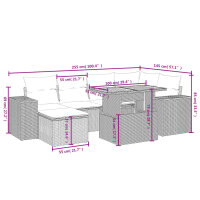 vidaXL 7-tlg. Garten-Sofagarnitur mit Kissen Schwarz Poly Rattan