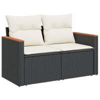 vidaXL 13-tlg. Garten-Sofagarnitur mit Kissen Schwarz Poly Rattan