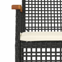 vidaXL 7-tlg. Garten-Essgruppe mit Kissen Schwarz Poly Rattan