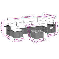 vidaXL 8-tlg. Garten-Sofagarnitur mit Kissen Schwarz Poly Rattan