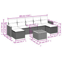 vidaXL 8-tlg. Garten-Sofagarnitur mit Kissen Grau Poly Rattan