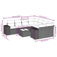 vidaXL 9-tlg. Garten-Sofagarnitur mit Kissen Schwarz Poly Rattan