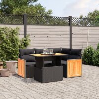 vidaXL 5-tlg. Garten-Sofagarnitur mit Kissen Schwarz Poly Rattan