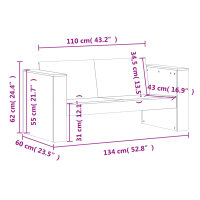 vidaXL Gartensofa 2-Sitzer 134x60x62 cm Kiefernholz Impr&auml;gniert