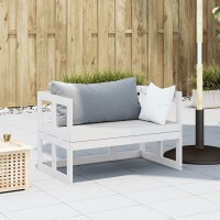 vidaXL 2-in-1 Gartensofa Verl&auml;ngerbar Wei&szlig; Massivholz Kiefer