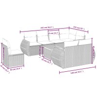 vidaXL 9-tlg. Garten-Sofagarnitur mit Kissen Grau Poly Rattan